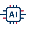 ASC Icon, das AI mit einem Schaltkreis-Design in blauen und roten Farben darstellt.